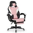 IntimaTe WM Heart Gaming Chair, Ergonomic Gamer Chair, Racing Chair with Footrest, Computer Chair for Home Office and Gaming, Swivel High Back Recliner Computer Desk Chair for Adults, Adjustable,Pink