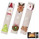 3 Pcs Fridge Handle Cover for Christmas Party - Dishwasher Door Handle Protectors Kitchen Appliance for Decoration - Snowman Refrigerator Handle Covers Set for Kitchens,