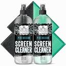 Screen Cleaner Spray Kit | (2X) 4oz Sprayer Bottles + (4X) Microfiber Cleaning Cloth | Smart Phone, Laptop, iPad, iPhone, MacBook, Computer Monitor, TV, Tesla, Touchscreen, Electronic Device Cleaner