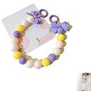 ACMUST Cute & Colorful Mobile Phone Charms for Girls, Beaded Wristlet Hand Chain, iPhone Holder Strap, Sling Keychain Accessory, Lanyard for Phone, Hanging Wrist Accessories (Purple)