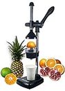 HKUTOTECH Manual Fruit Juicer Hand Press Citrus Cold Press Juice Machine for Home Made Instant Guest Serving Drink (Black)