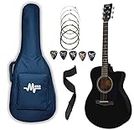 Yamaha Fs80C Acoustic Guitar Cutaway Concert Body With Mexa Guitar Bag, Guitar Belt, String Set & Plectrums.(Bk) - Basswood