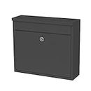 Outopee Wall Mount Weatherproof Mailbox, Lockable Galvanized Mailbox with Key and Top Loading Letter Slot, Outdoor Mailbox for Porch Front Door, Black, 37 x 33 x 12 cm