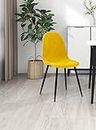 Finch Fox Eames Replica Quilted Velvet Dining Chair for Cafe Chair, Side Chair, Kitchen Breakfast, Living Room Chair in Yellow Color