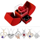 Valentinstag Schmuck Anhänger Halskette/w Seife für immer Rose Geschenk box Muttertag Halskette
