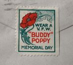 1934 WEAR VFW  BUDDY POPPY MEMORIALDAY SEAL LABEL POSTER STAMP ! BOSTON MA COVER