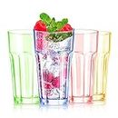 YINJOYI 410ml Colored Plastic Cups Highball Drinking Glasses Tall Water Tumblers Kids Smoothie Cup Reusable Beakers Glassware Picnic Drinkware