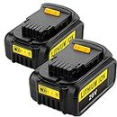 Geelink 2 Pack 18V/20V 5000mAh Premium XR Lithium Ion Replacement Battery for DeWalt DCB200 DCB205 DCB184 DCB182 DCB200 DCB180 XR Cordless Drill Tool Batteries Pack