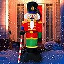 SEASONBLOW 8 Ft Inflatable Christmas Nutcracker House Guard with Candy Scepter Decoration LED Light Up for or Yard Lawn Garden Home Party Indoor Outdoor Holiday Xmas Decor