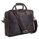 Polare Men's Thick Authentic Genuine Leather 16'' Laptop Case Bag Briefcase With YKK Metal Zipper