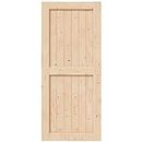 EaseLife 36in x 84in Sliding Barn Wood Door,Interior Doors,DIY Assemblely,Solid Natural Spruce Panelled Slab,Easy Install,Apply to Rooms & Storage Closet,H-Frame