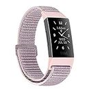 Unnite Nylon Watch Bands Compatible with Fitbit Charge 4/Fitbit Charge 3/Charge 3 SE/Charge 4 Special Edition, Soft Adjustable Breathable Sport Band Replacement Straps for Women Men(Pink Sand)