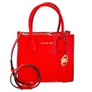 Michael Kors Mercer Messenger Medium Crossbody Leather Bag Bright Red CLEARANCE