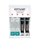 ENVIE® (ECR20MC+2800+1100) Beetle Standard Charger ECR 20 MC for AA & AAA Ni-mh/Ni-Cd Rechargeable Batteries with 2xAA2800 & 2xAAA1100 Rechargeable Batteries & LED Indicator