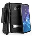 Encased Galaxy S10e Belt Case with Kickstand (2019 Slimline Series) Ultra Thin Cover w/Rotating Holster Clip (for Samsung Galaxy S10 E) Black