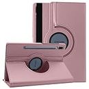 Étui pour Samsung Galaxy Tab S9/S9 FE, Galaxy Tab S9/S9 FE, support rotatif à 360 degrés, coque de protection avec mise en veille automatique [protection des coins] étui en cuir PU (or rose)