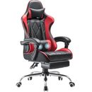 Gaming Chair with Footrest and Massage Lumbar Support, Ergonomic Computer Red