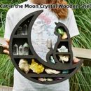 Estante flotante de madera para gato en la luna estante de exhibición de cristal decoración de pared hogar