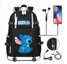 Lilo Stitch Backpack Students Schoolbag Men Women USB Large Travel Laptop Bags