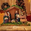 Ascension Nativity Set Christmas Gifts for Family Friends Xmas Crib Statue Nativity House for Christmas