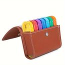 1pc Pill Organizer, Weekly Travel Pill Case Box Medication Reminder Daily Am Pm, Day Night 7 Compartments, For 4 Times A Day, 7 Days A Week-includes Leather Pu Carrying Case