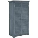 Outsunny Wooden Garden Shed, Compact Outdoor Storage Shed, 3-Tier Shelves Tool Organizer with Asphalt Roof and Shutter Doors, 34.3" x 18.3" x 63", Grey