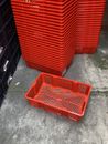 100 RED Plastic Storage Crates Baskets Bins Containers 17.25" x 11.5" x 4.5"