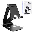 Simpeak Tablet Stand Foldable Phone Holder, Dual Foldable Aluminum Stand Universal Phone Stand Holder for Tablets and Smartphones,Black