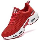 QAUPPE Womens Fashion Lightweight Air Sports Walking Sneakers Breathable Gym Jogging Running Tennis Shoes (Red US 8.5 B(M)