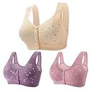 Generic Prime Deals of The Day Today Only Clearance 3pc Daisy Bras for Older Women Wireless Front Closure Bra for Seniors Button Comfortable Convenient Everyday Bra Plus Size Hot Fashion Sale 2024