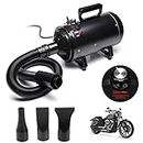 Motorbike Dryer Motorcycle Blower Blaster Pet Grooming Hairdryer with Heat Control Air Flow Control + 3 Nozzles