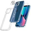 TAURI 5 in 1 for iPhone 13 Case Clear, [Not-Yellowing] [Military-Grade Drop Protection] Slim Shockproof Phone Lanyard Case for iPhone 13 6.1 inch