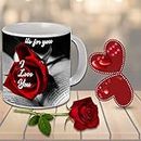 AWANI TRENDS Ceramic Coffee Mug and Artificial Red Rose and Love Greeting Card for Your Girlfriend ,Boyfriend,Wife and Husband | Valentine's Day,Birthday,Anniversary,New Year Gift -ATLRG-076