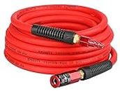 EADUTY Hybrid Air Hose 1/4 In. x 25 ft, Lightweight, Flexible, Durable Air Compressor Hose with Aluminum Universal Quick Coupler and Industrial Plug, Red