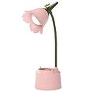 QIANGUANG Lámpara de escritorio LED Kawaii accesorios de escritorio, lámpara de mesa de pájaro de flores recargable por USB, atenuación continua, lámpara de lectura para el cuidado de los ojos