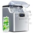 ecozy Ice Maker Countertop, 44lbs Per Day, 24 Cubes Ready in 13 Mins, Self-Cleaning Portable Ice Maker Machine with Ice Bags/Ice Scoop/Ice Basket for Home Office Bar Party, Stainless Steel