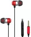 SOFTY S13 in-Ear Extra BASS 3D Sound 3.5MM Stereo PIN Headset with MIC and Volume Controller (HANDSFREE Earphone) - Black/RED