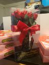 One Dozen Belgian Milk Chocolate Roses in Gift Box Bow 1.69 OZ (48 G) Valentines
