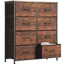 Sweetcrispy Dresser, Dresser for Bedroom Drawer Organizer Storage Drawers, Fabric Storage Tower with 8 Drawers, Chest of Drawers with Steel Frame, Wood Top for Nursery, Living Room, Closet