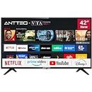 Antteq AV42F3 Smart TV 42 Pouces (106 cm) Téléviseur avec Netflix, Prime Video, Rakuten TV, Disney+, Youtube, WiFi, Triple-Tuner DVB-T2 / S2 / C, Dolby Audio
