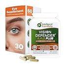Vision Defender Plus Eye Supplement: AREDS2 Formula Vitamins, Minerals (Lutein, Zinc) Enhanced with Meso-Zeaxanthin for Complete Eyes/Eyesight Health Care & Support. 60 Easy-to-Swallow Vegan Capsules