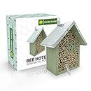 Garden Locker Wild Bee House Insect Home Bug Hotel in Green with Metal Roof Small Bug House with Cleaning Brush & Gift Box Attracts Bees, Butterflies & many other Bugs & Insects