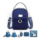 SARAYO Waterproof Women Crossbody Bag Elegant Oxford Messenger Bags,Mini Multi-Pocket Casual Shoulder Bag with Headphone Hole (Dark Blue)