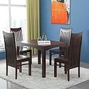 wood affair Solid Sheesham Wood Rectangle Dining Table 4 Seater, Four Seater Dinning Table with 4 Chairs for Home, Wooden Kitchen Dining Room Sets for Restaurant, Walnut Finish-D20