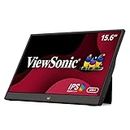 ViewSonic 16 Inch Full HD Portable Monitor 1920x1080 IPS Panel, 60Hz, USB Type-C One Cable Solution 60W Charge Back, Speaker, Eye Care, Foldable Stand, Sleeve Case 2 x USB-C 3.2, 1 x Mini HDMI -VA1655