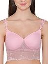 Clovia Women's Powernet Solid Padded Full Cup Wire Free Bralette Bra (BR1896P22_Light Pink_40C)