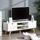 HOMCOM TV Stand Shelf Media Entertainment Center Living Room Elegent Style White