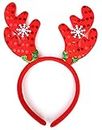 Marvorld® Unisex Christmas Theme Reindeer Antlers Headband | Deer Horn Hairband with Bells for Xmas Party for Kids & Adults (Red (Pack of 1))
