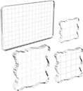 ACEmedia 4 Pieces/Set Stamp Blocks with Grid and Grip, Acrylic Clear Stamping Blocks Set for Scrapbooking Crafts Card Making, Assorted Sizes
