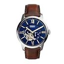 FOSSIL Men's Townsman Analog Automatic Self Wind Brown Watch, (ME3110), blue, 44 mm